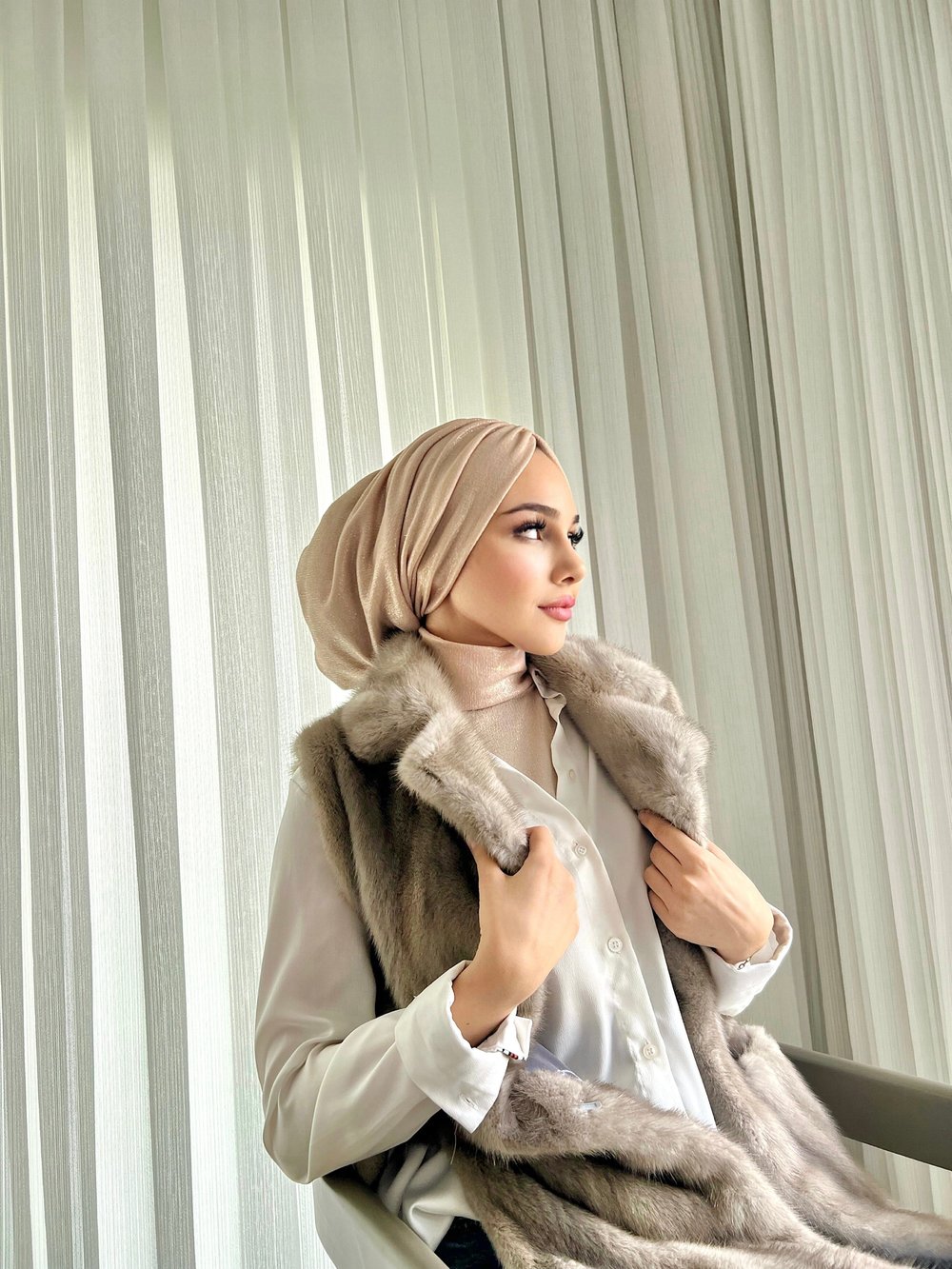 Bej Glitter Simli Bone 