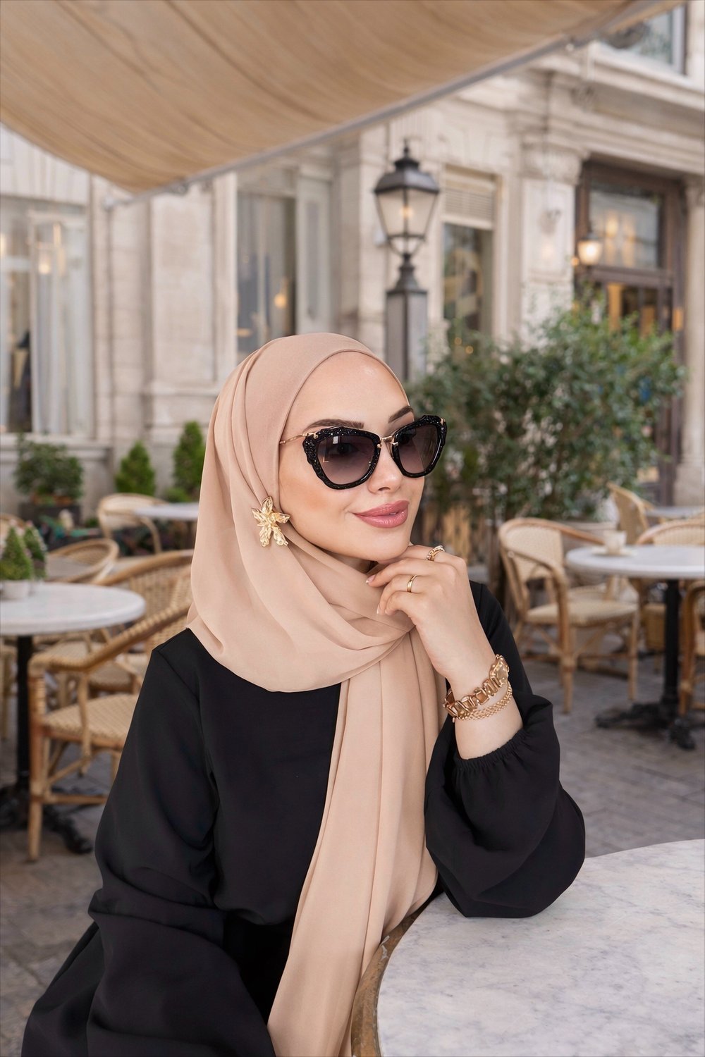 Bej Önü Düz Elegant Boneşal