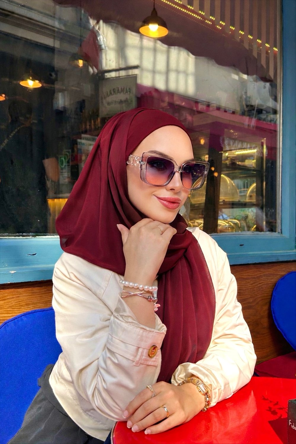 Bordo Önü Düz Elegant Boneşal