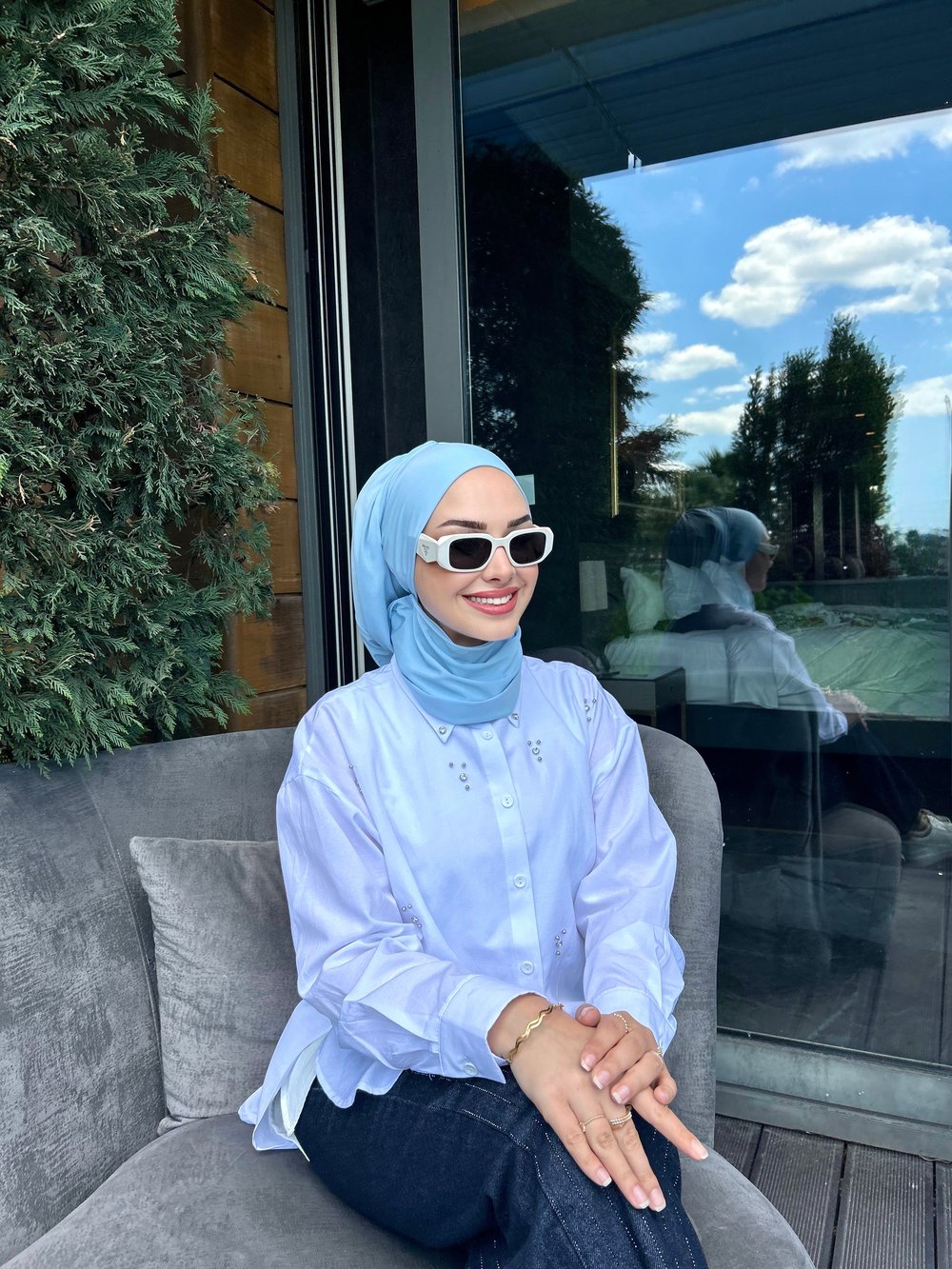 Buz Mavisi Salaş Bandanalı Bone