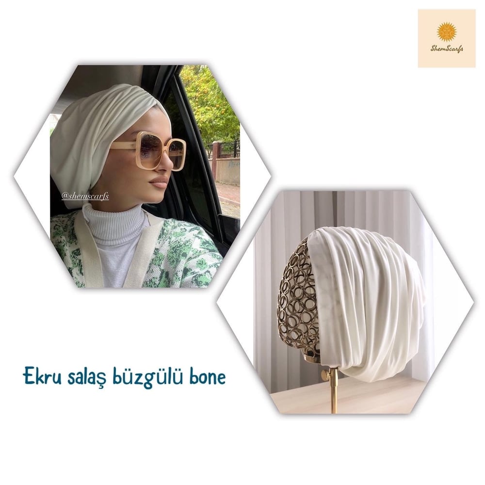 Ekru Salaş Büzgülü Bone