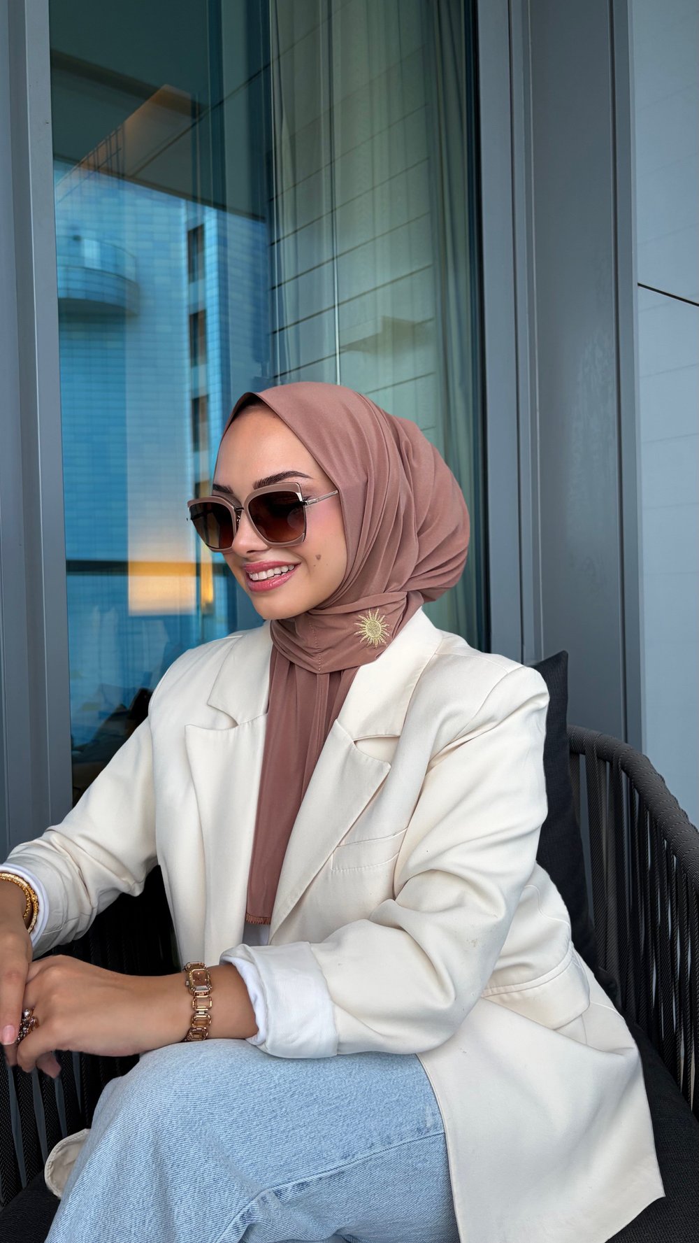 Fındık Kabuğu Çıtçıtlı Hijab Şal