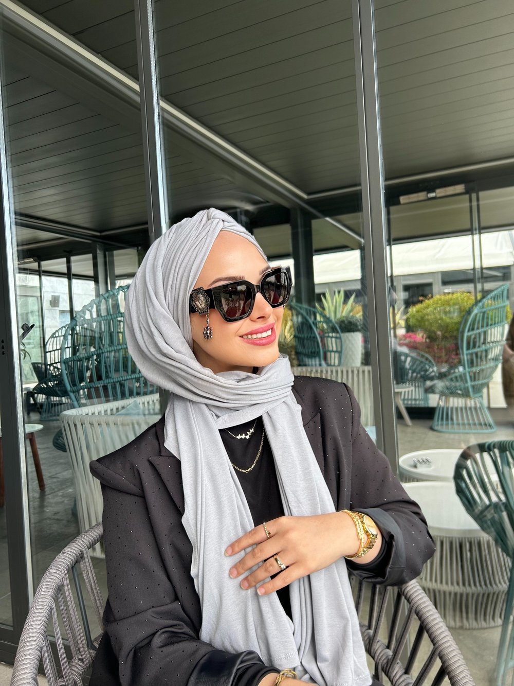 Gümüş Gri Penye Deluxe Boneşal