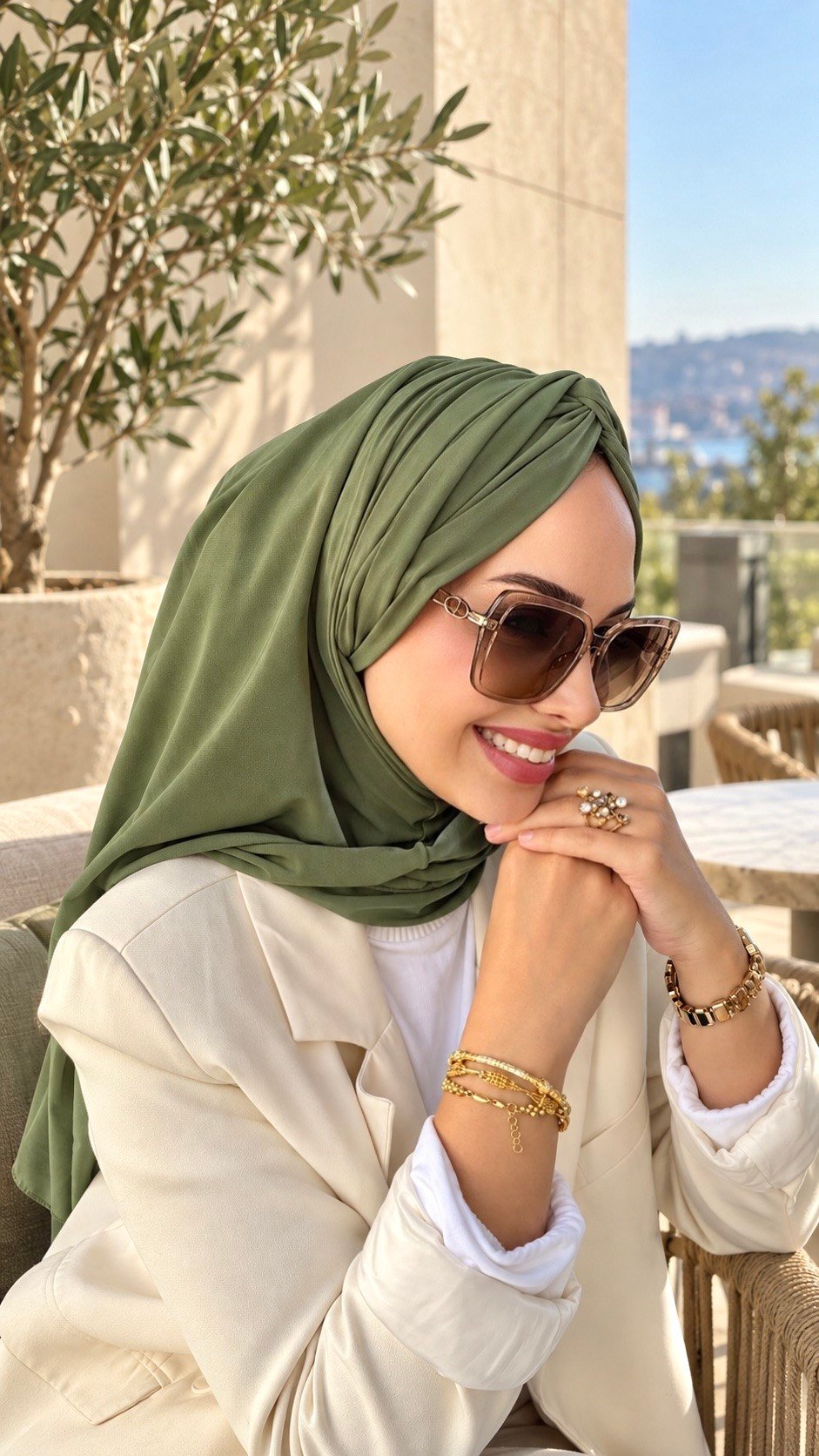 Küf Yeşili Düğüm Multi Hijab