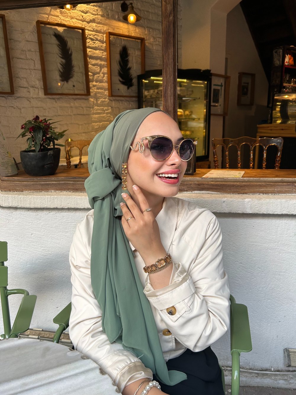Küf Yeşili Önü Düz Elegant Boneşal