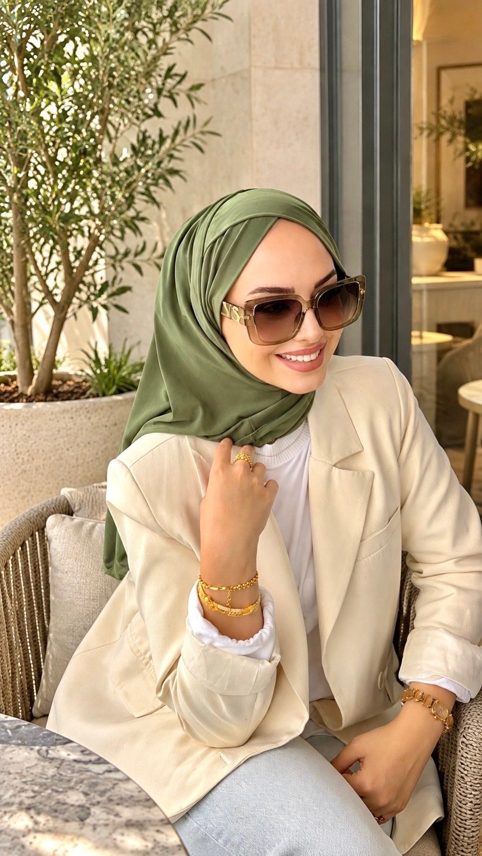 Küf Yeşili Çapraz Multi Hijab
