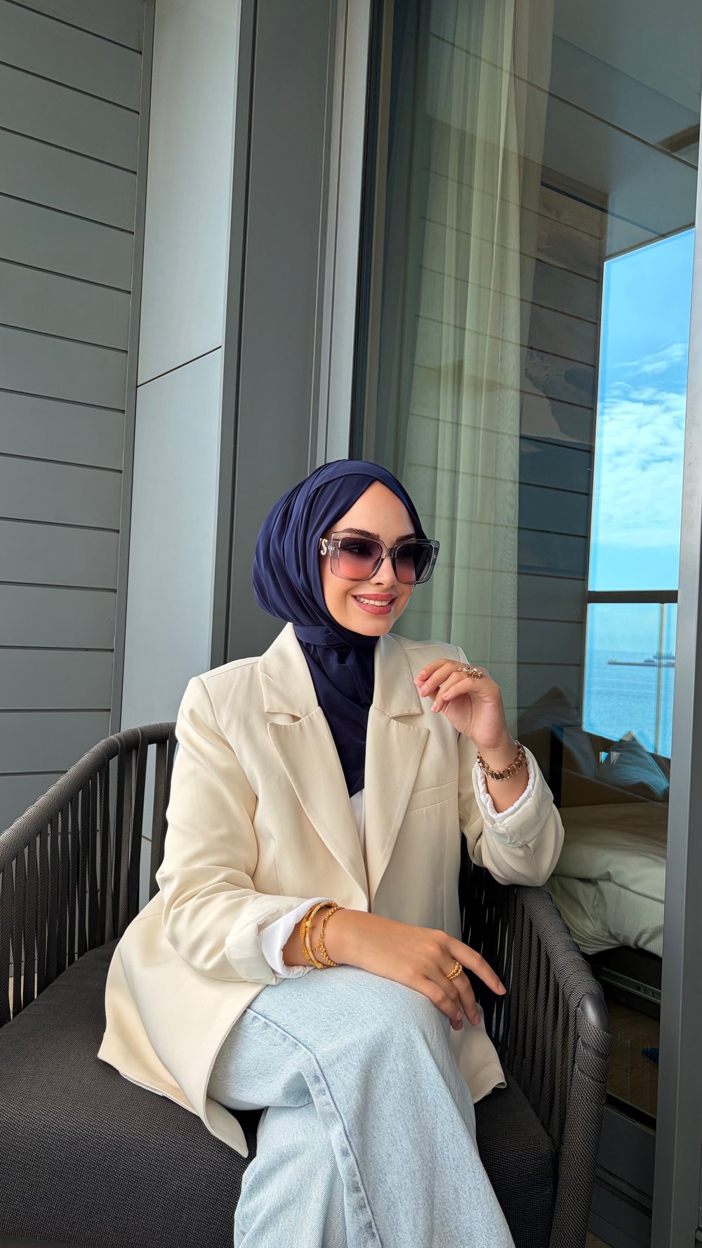 Lacivert Çapraz Multi Hijab