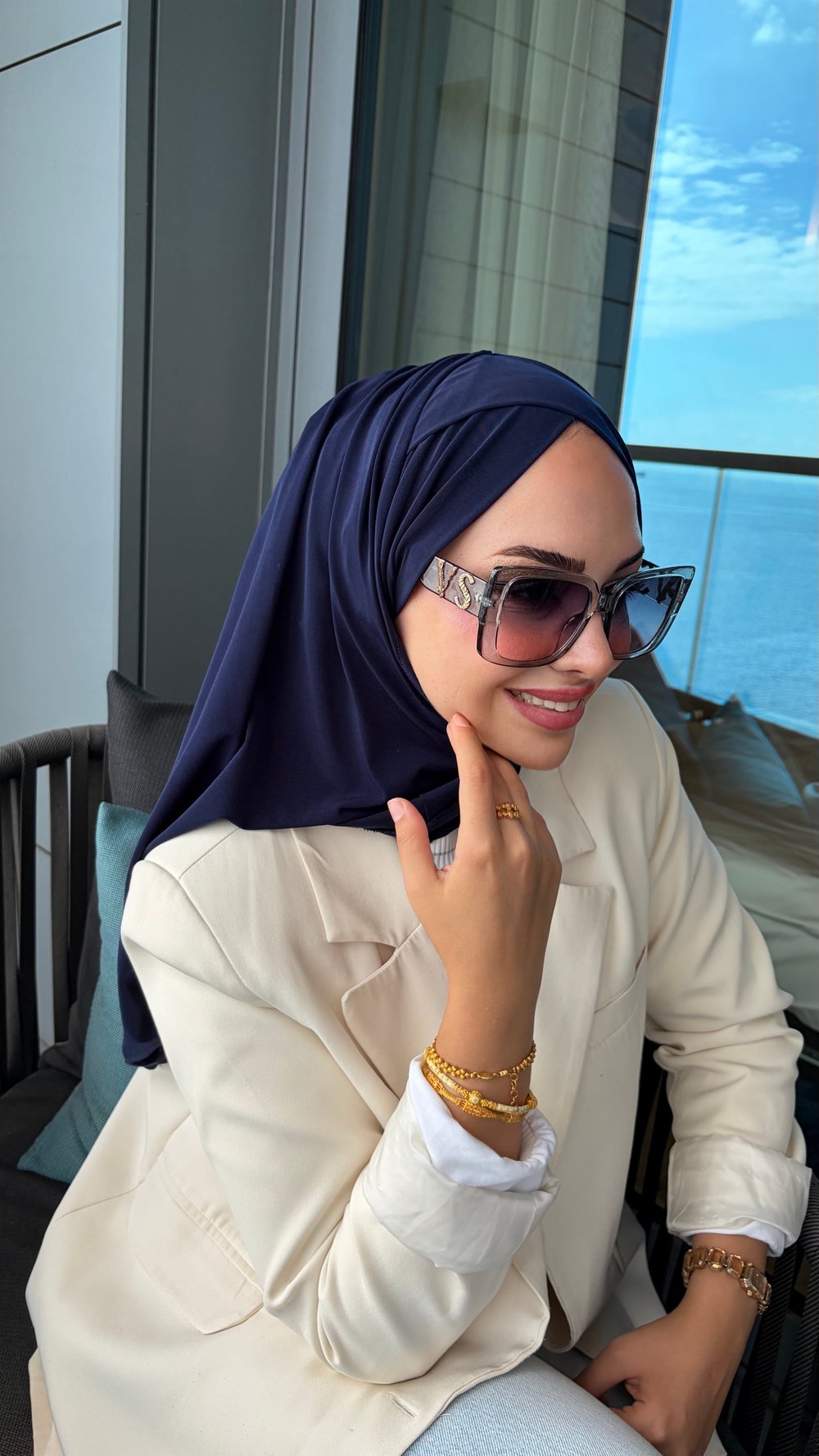 Lacivert Çapraz Multi Hijab