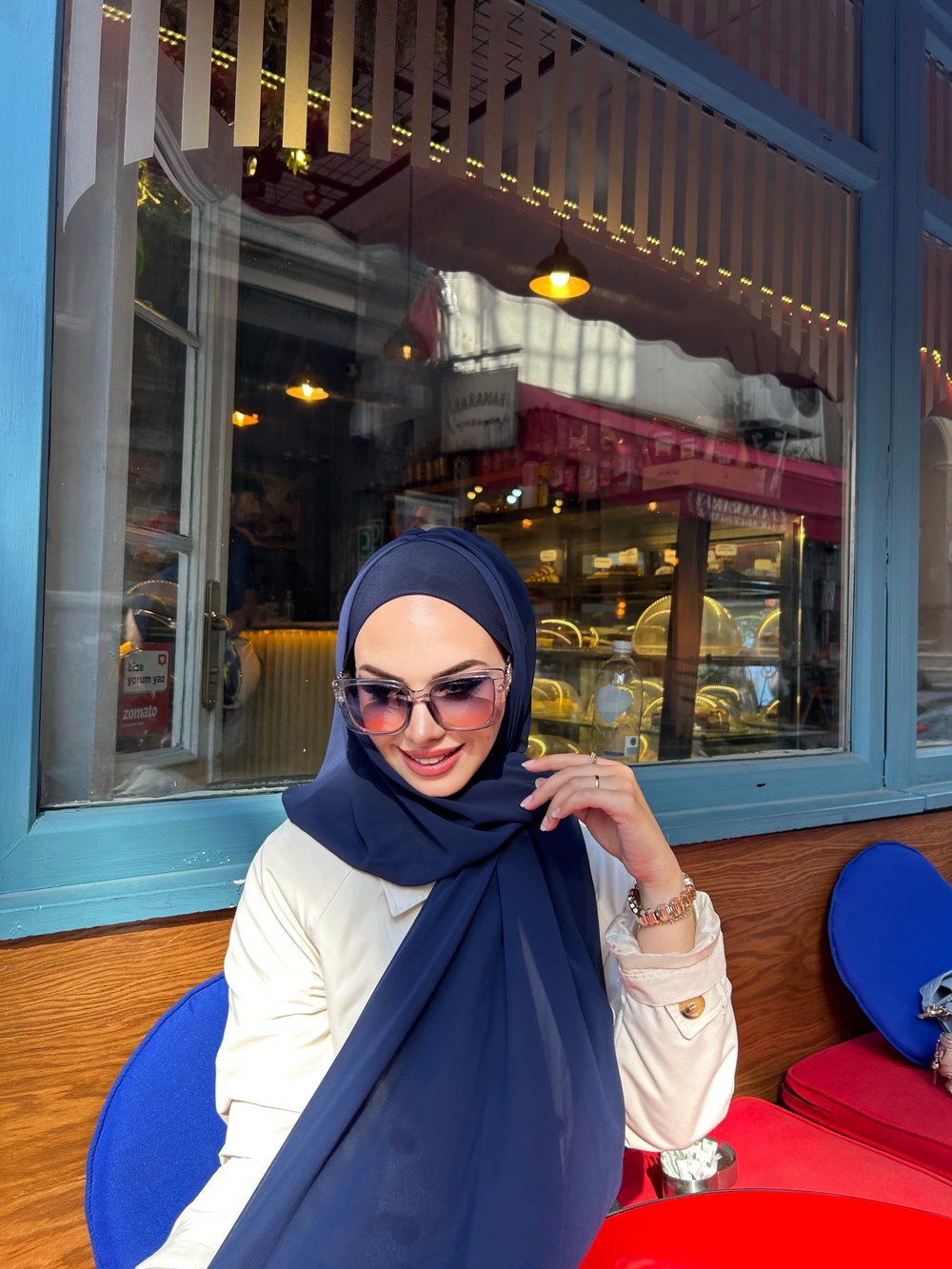 Lacivert Önü Düz Elegant Boneşal