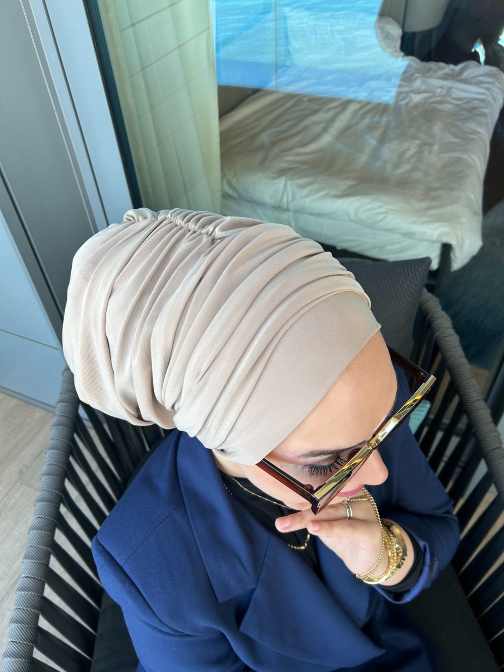 Taş Rengi Salaş Bandanalı Bone