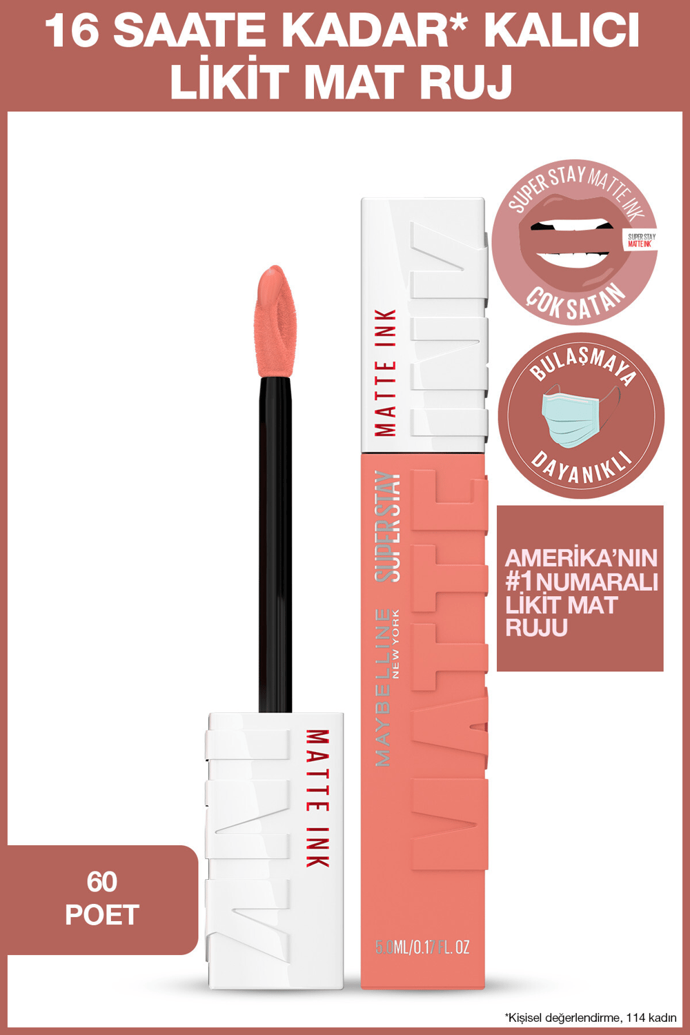 Super Stay Matte Ink Unnude Likit Mat Ruj - 60 Poet - Nude