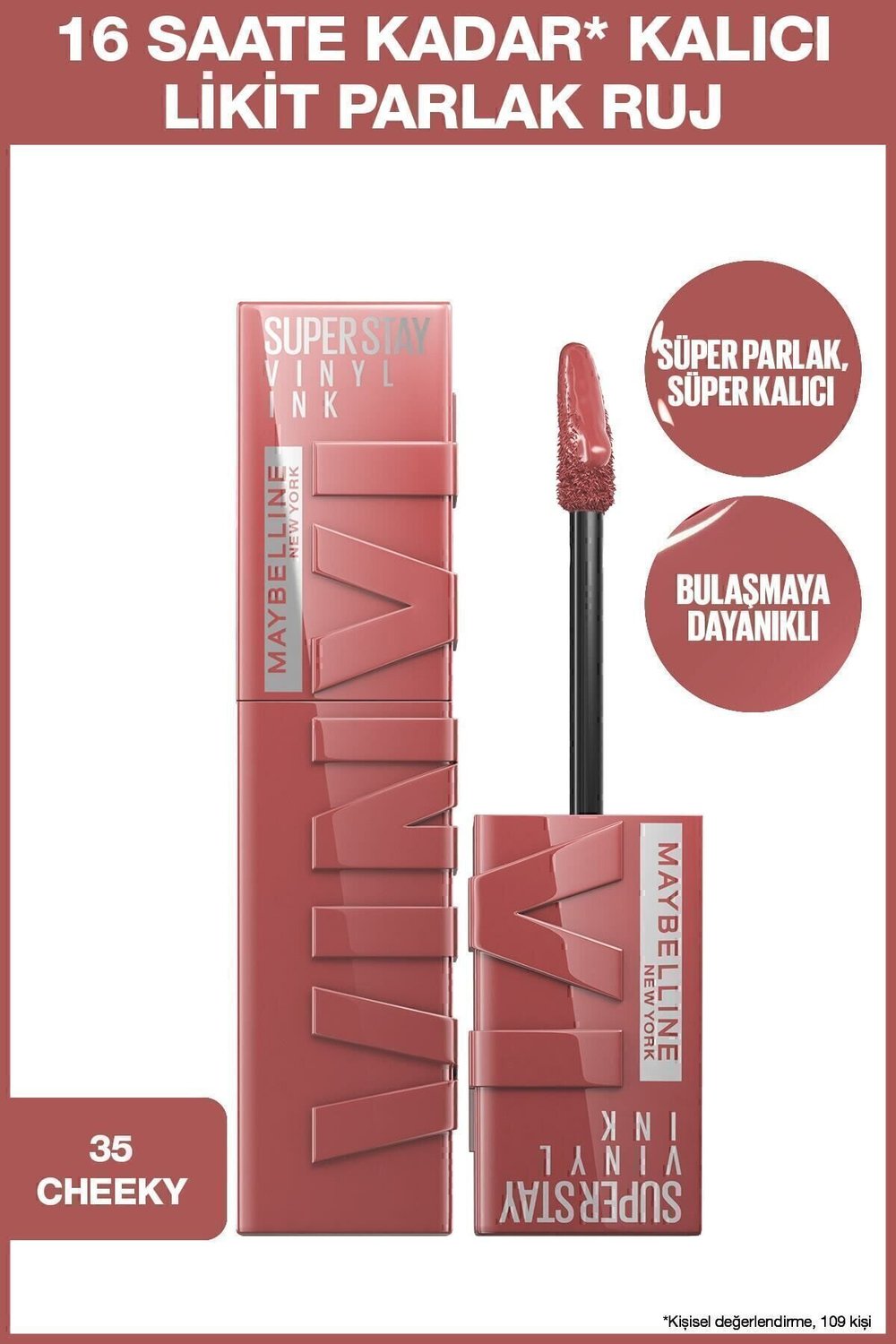 Super Stay Vinyl Ink Uzun Süre Kalıcı Likit Parlak Ruj 35 Cheeky