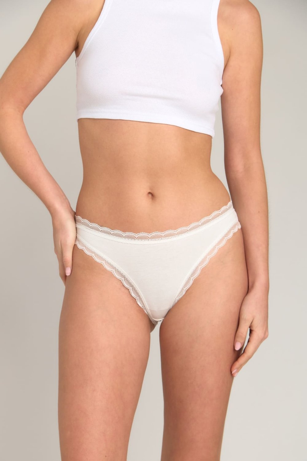Cherie Modal Karışımlı Dantelli Slip - Ekru