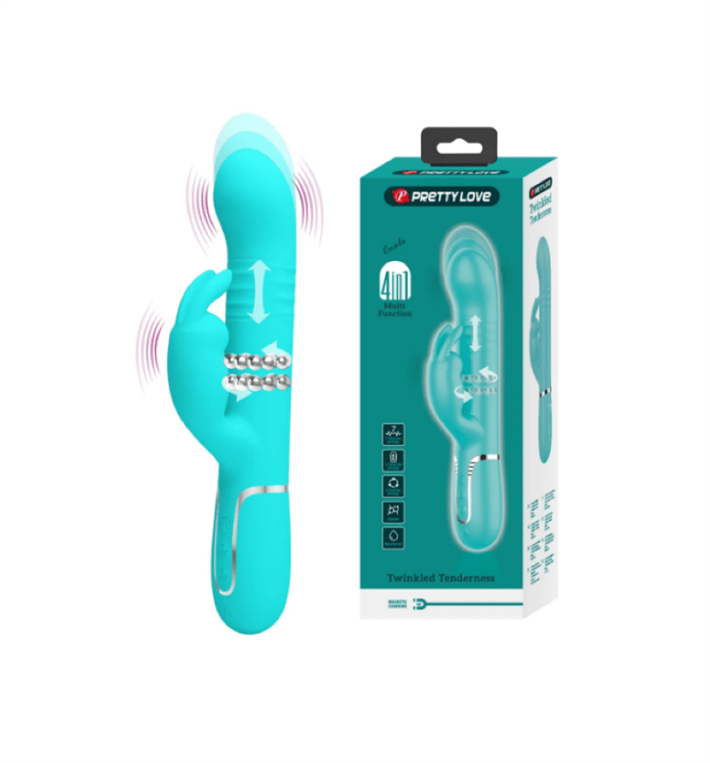 Multifonksiyonlu Oynarbaşlı 7 titreşimli Rabbit Vibratör Turkuaz