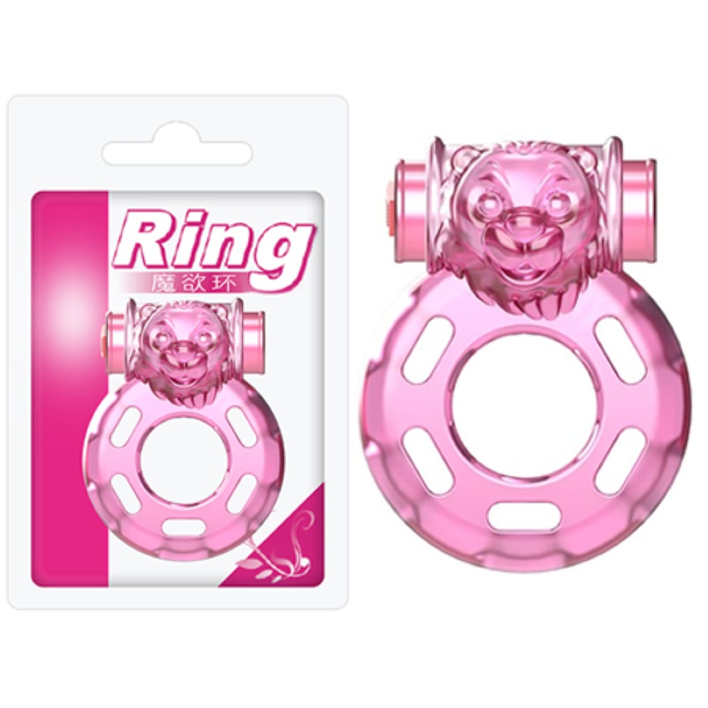 Bear Pink Güçlü Titreşimli Süper Silikon Penis Halkası Yüzüğü