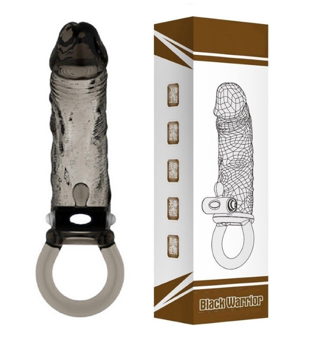 Güçlü Titreşimli 3cm Dolgulu Penis Kılıfı Zenci