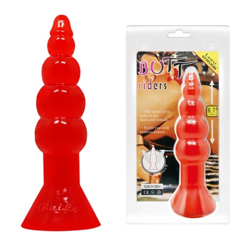 Boğumlu 17 CM Silikon Anal Plug Vantuzlu Anal Tıkaç Dildo