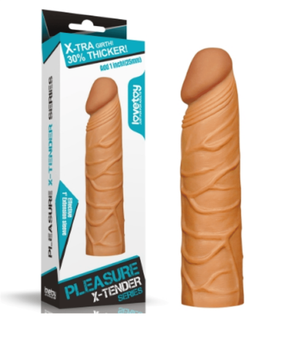 X-LARGE Dolgulu Realistik Penis Kılıfı Uzatmalı Prezervatif Dildo