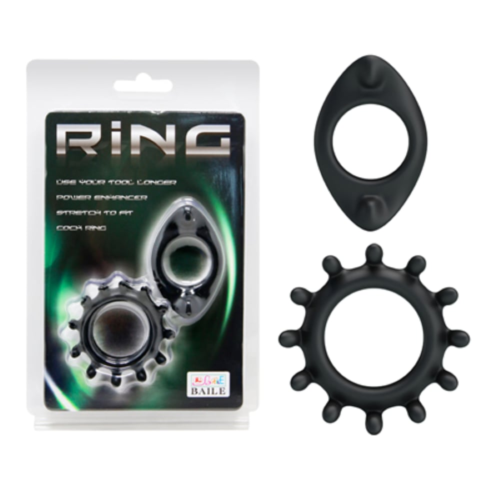 Ring Kaliteli Silikon 2 Adet Penis Halkası Set Penis Yüzüğü Siyah