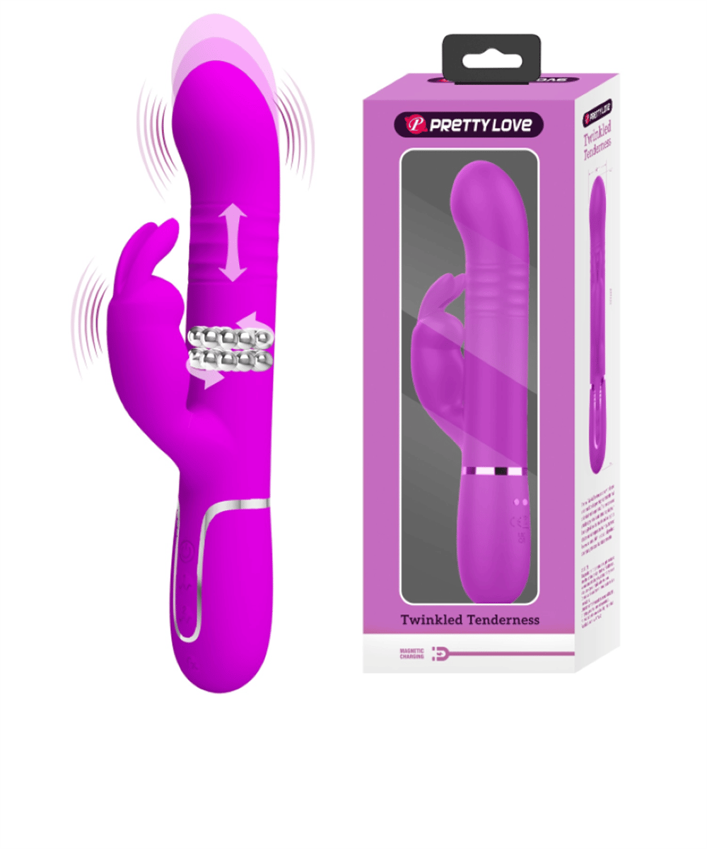Multifonksiyonlu Oynarbaşlı 7 titreşimli Rabbit Vibratör Pembe
