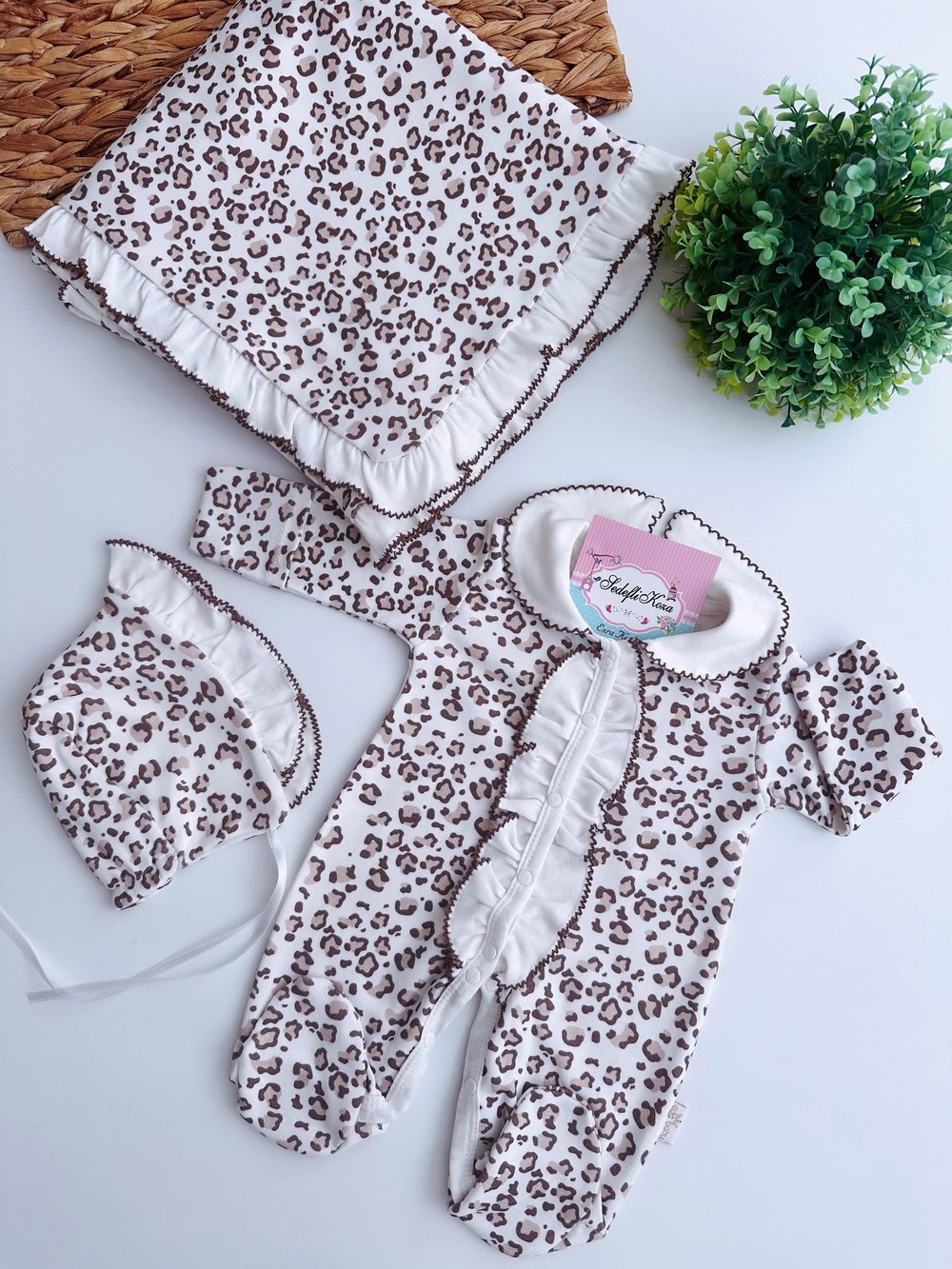 Leopar battaniyeli tulum set