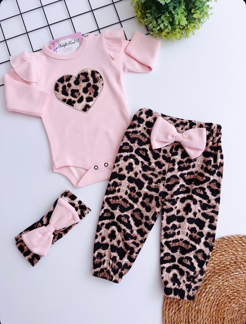 Leopar kalp 3 lü takım