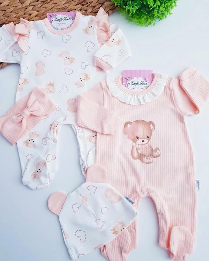 Pudra Ayıcık 4Parça Tulum Set