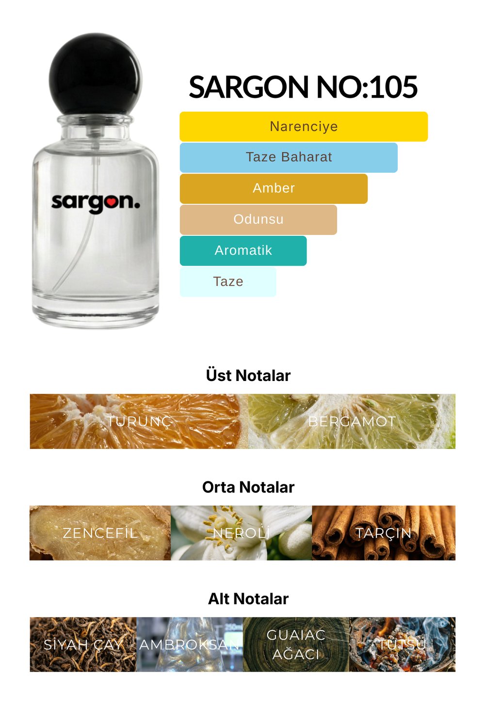 Sargon No:105 Erkek Parfüm 50 ml EDP | Narenciye & Aromatik
