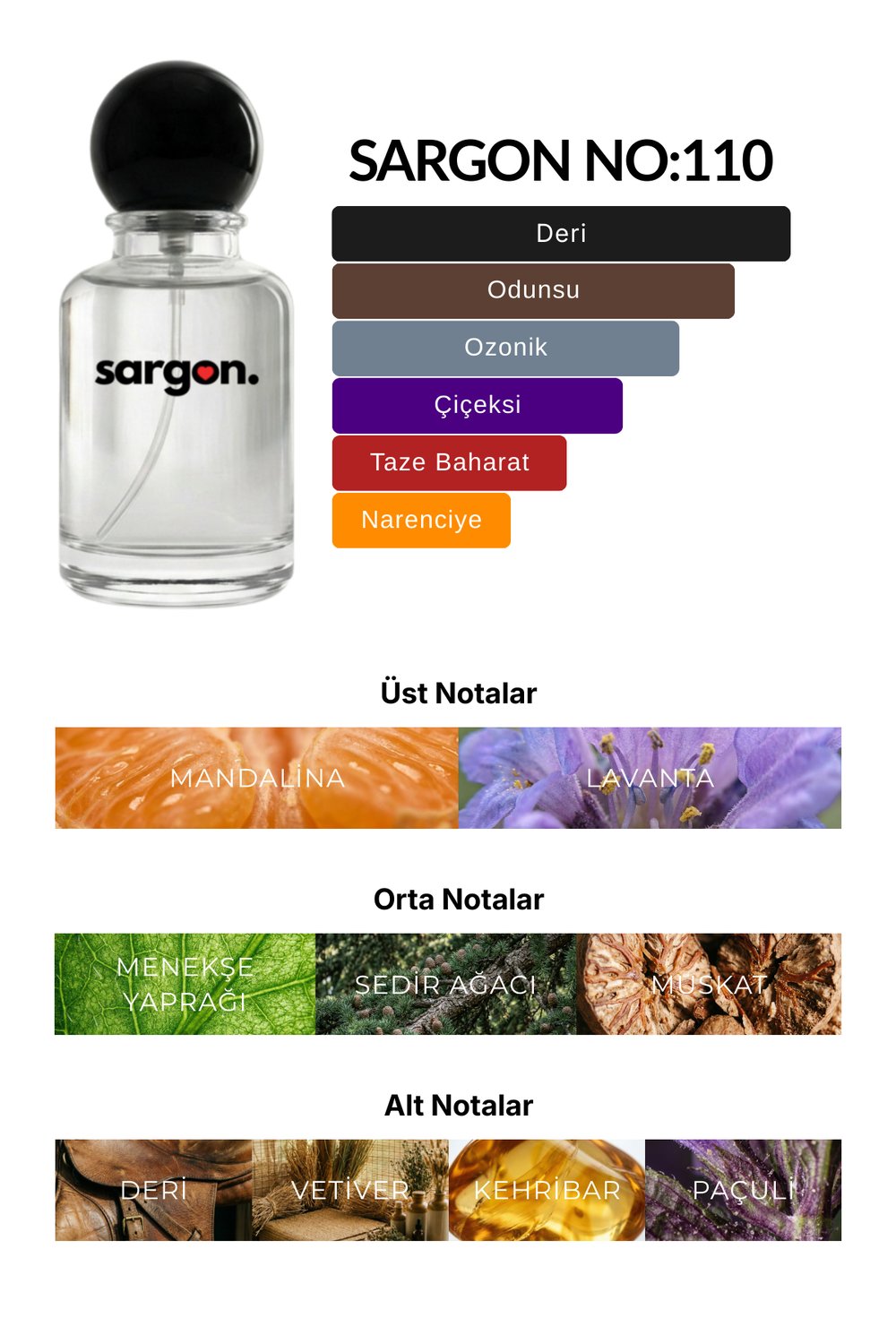 Sargon No:110 Erkek Parfüm 50 ml EDP | Deri & Odunsu