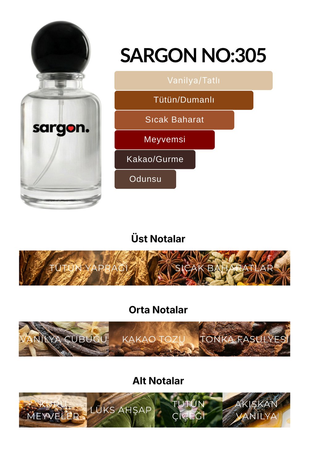 Sargon No:305 Unisex Parfüm 50 ml EDP | Tütün & Vanilya