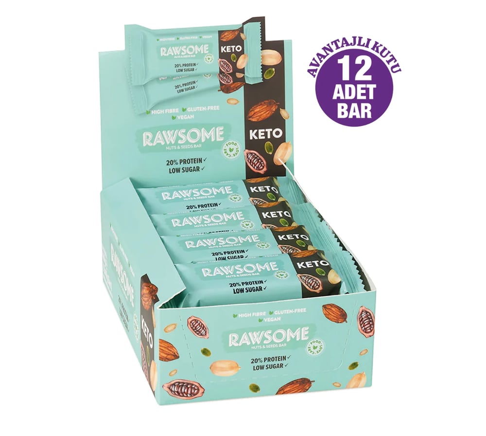 Rawsome Ketojenik Low Sugar %20 Protein Bar 40g x 12 Adet