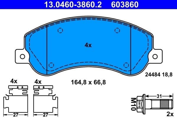 ATE 13 0460 3860 2 Fren Balatası 2H0698151 uygun fiyat hızlı kargo