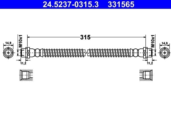 ATE 24 5237 0315 3 Fren Hortumu 2H0611775 uygun fiyat hızlı kargo