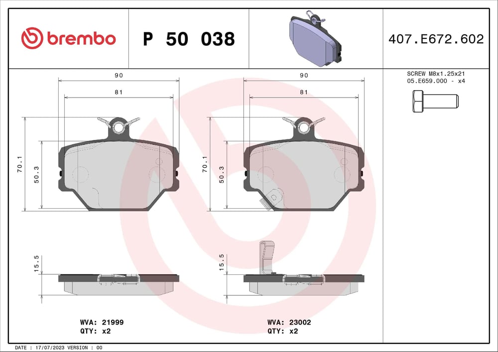 BREMBO P 50 038 Fren Balatası 0001431V002000000 uygun fiyat hızlı kargo
