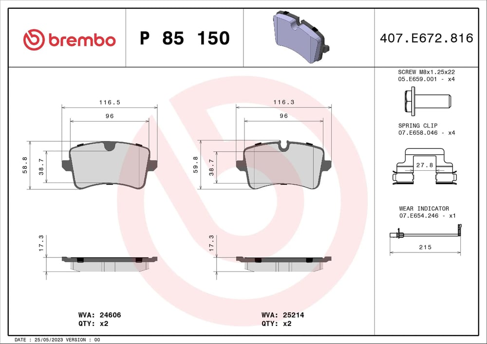 BREMBO P 85 150 Fren Balatası 4G0698451A uygun fiyat hızlı kargo