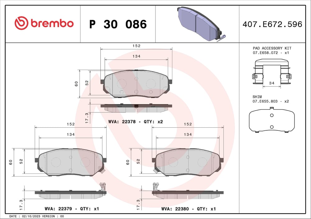 BREMBO P 30 086 Fren Balatası 58101C5A00 uygun fiyat hızlı kargo