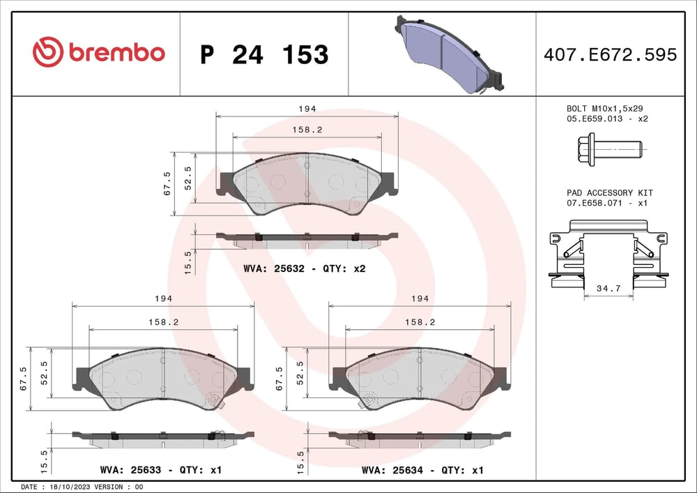 BREMBO P 24 153 Fren Balatası 1723410 uygun fiyat hızlı kargo