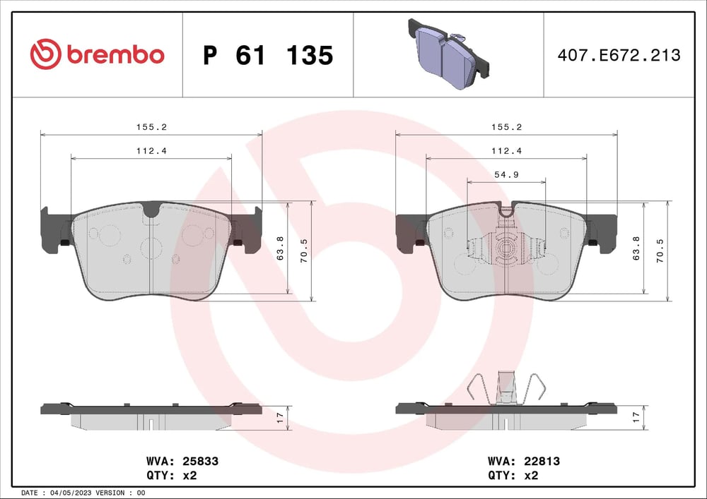 BREMBO P 61 135 Fren Balatası 1623162380 uygun fiyat hızlı kargo