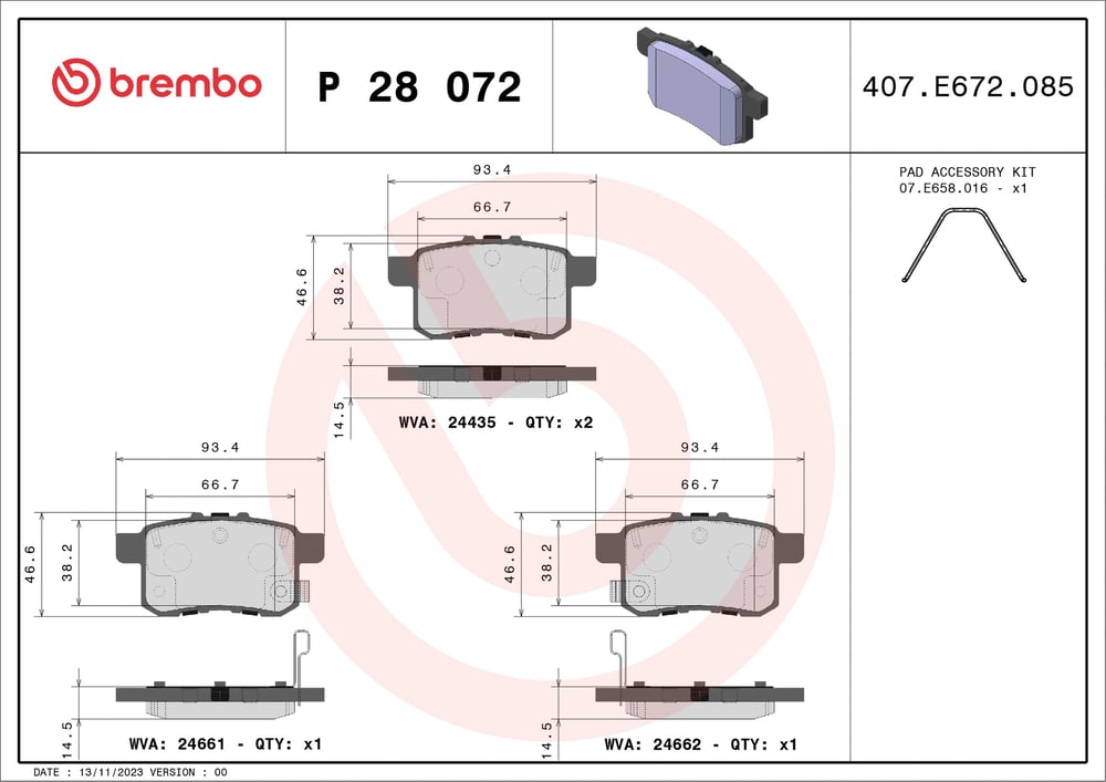 BREMBO P 28 072 Fren Balatası 43022TA0A00 uygun fiyat hızlı kargo
