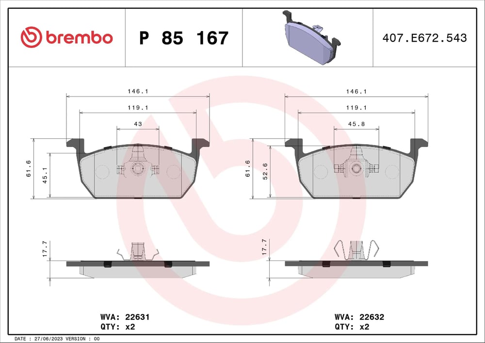 BREMBO P85167 Fren Balatası 2Q0698151AA uygun fiyat hızlı kargo