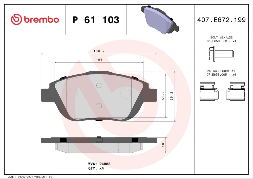 BREMBO P 61 103X Fren Balatası 1607083180 uygun fiyat hızlı kargo