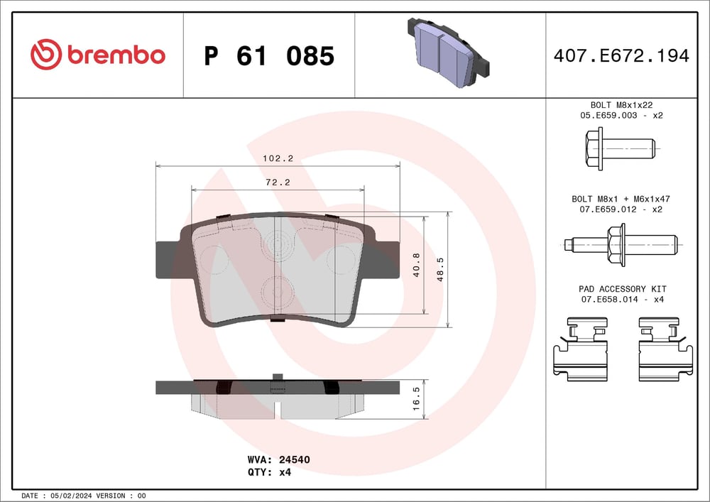 BREMBO P 61 085 Fren Balatası 1611141080 uygun fiyat hızlı kargo