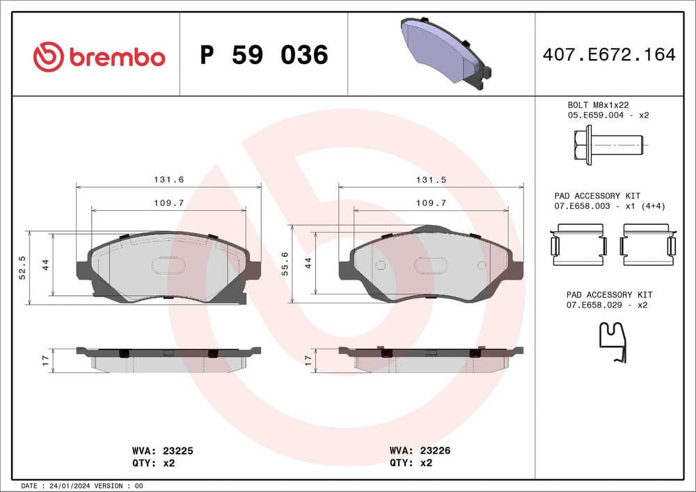 BREMBO P 59 036 Fren Balatası 09200108 uygun fiyat hızlı kargo