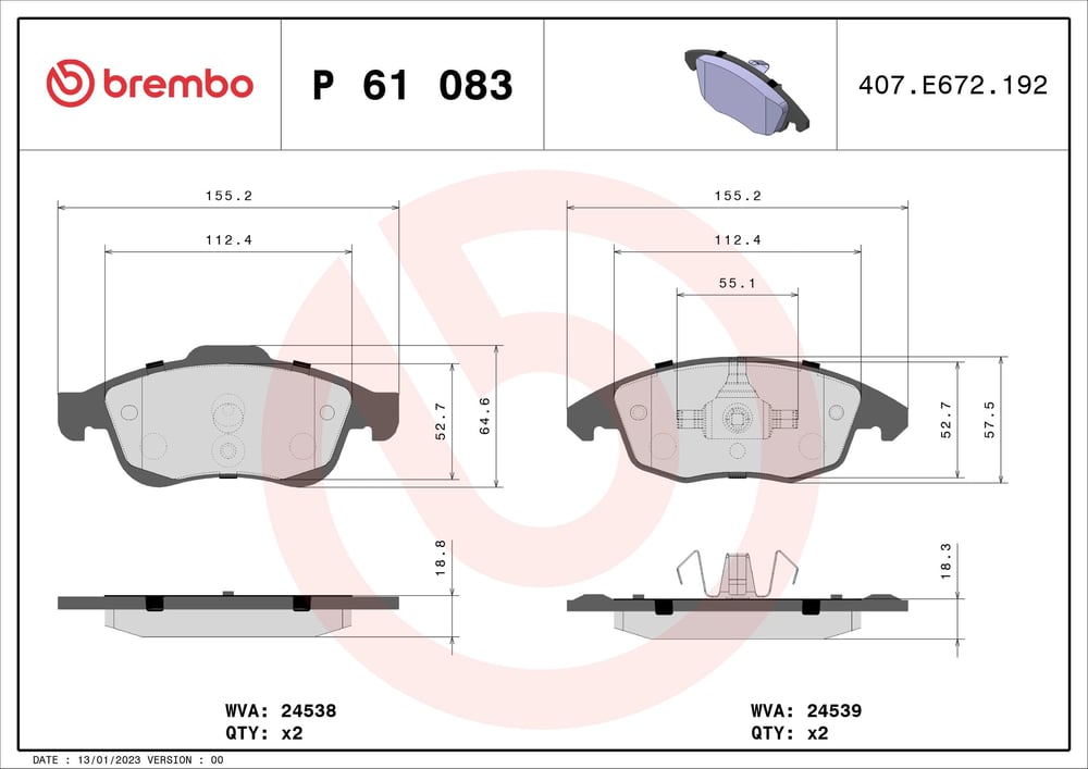 BREMBO P61083 Fren Balatası 1611838580 uygun fiyat hızlı kargo