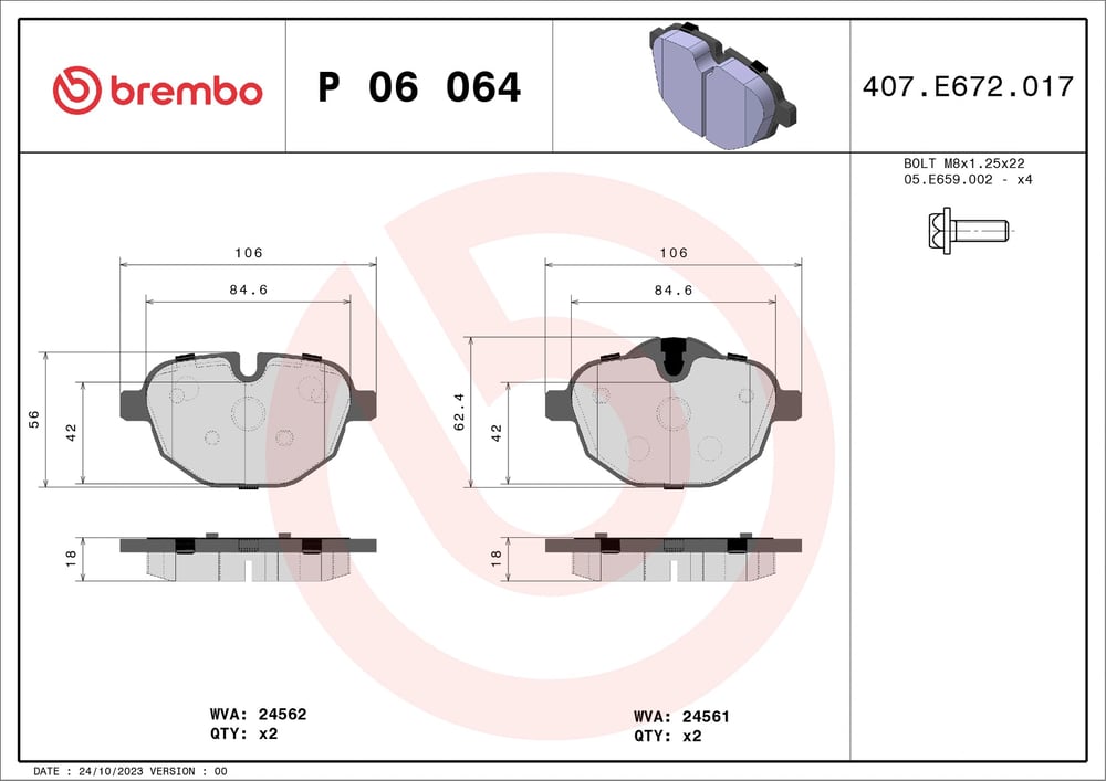 BREMBO P 06 064 Fren Balatası 2449289 uygun fiyat hızlı kargo