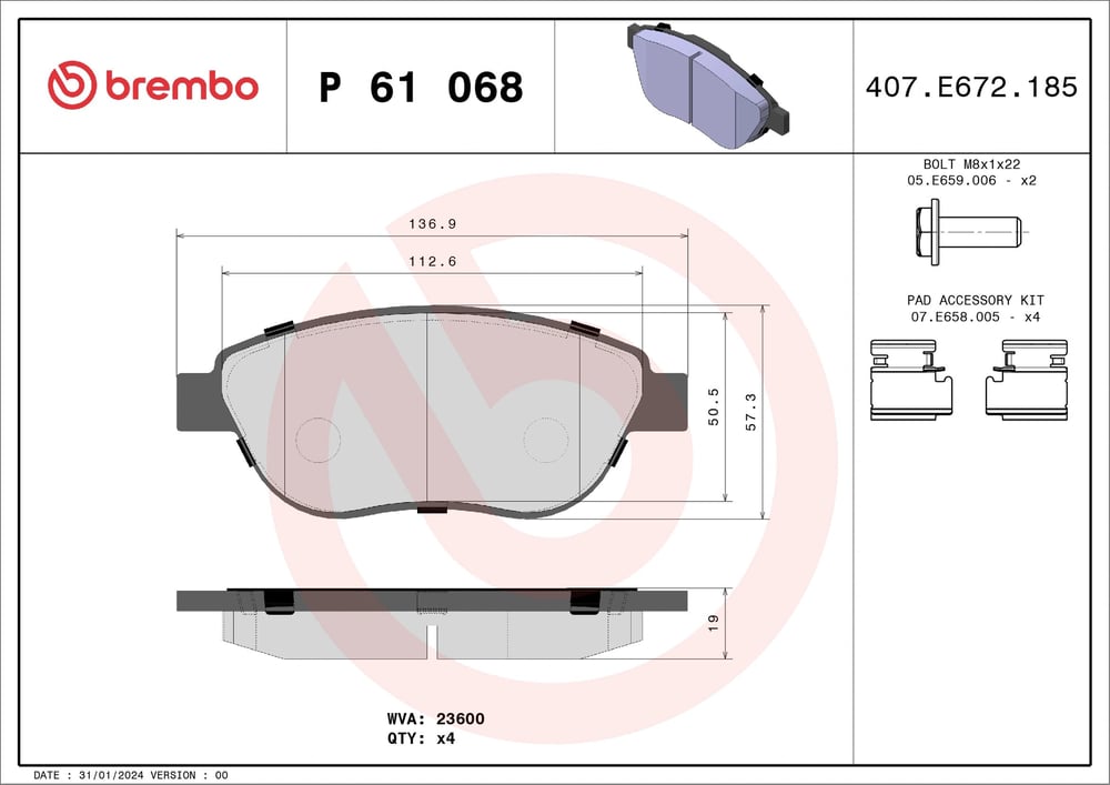 BREMBO P 61 068 Fren Balatası 1014029390 uygun fiyat hızlı kargo