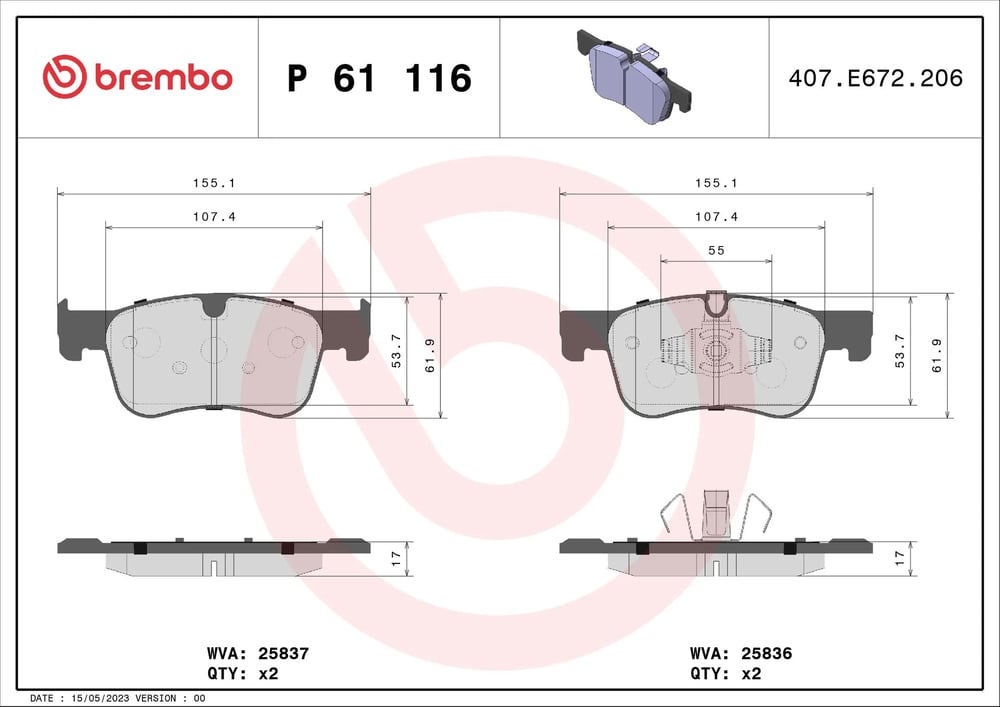BREMBO P 61 116 Fren Balatası 1609898380 uygun fiyat hızlı kargo