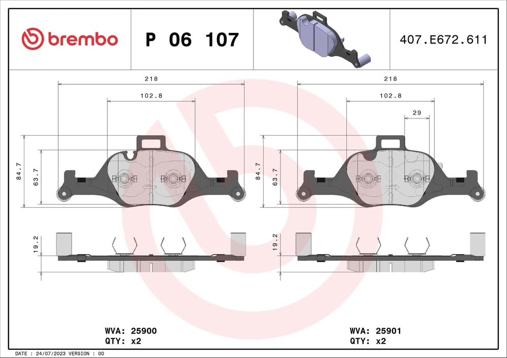 BREMBO P06107 Fren Balatası 34106883469 uygun fiyat hızlı kargo