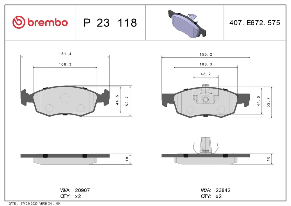 BREMBO P23118 Fren Balatası 09948870 uygun fiyat hızlı kargo