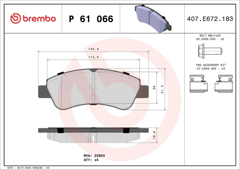 BREMBO P 61 066 Fren Balatası 1610489680 uygun fiyat hızlı kargo